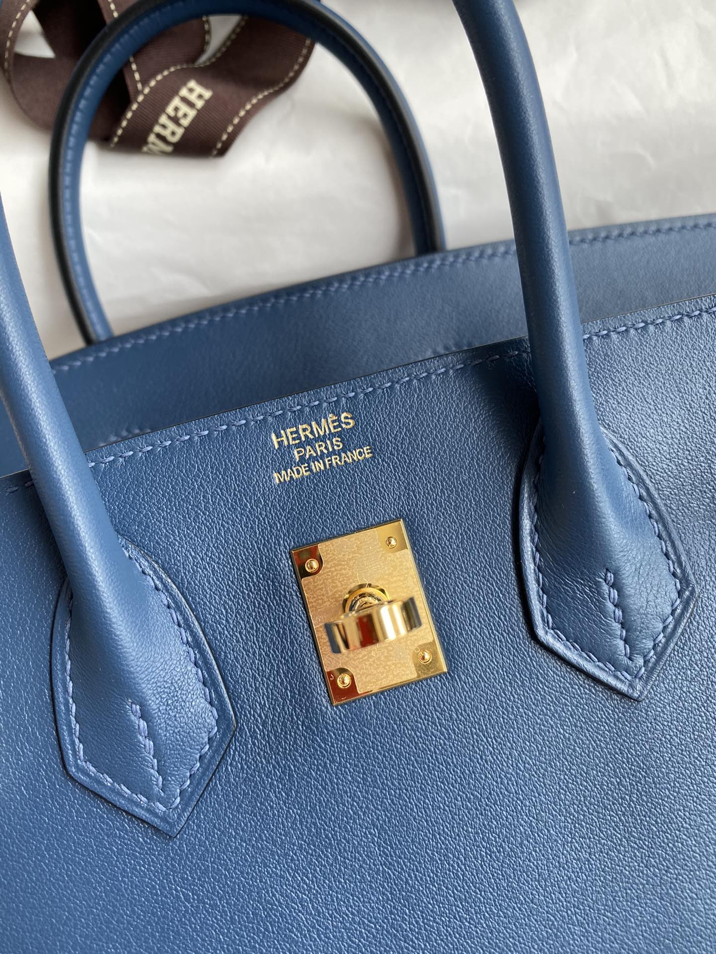 Hermes Birkin 30CM Swift Leather Handbag Blue